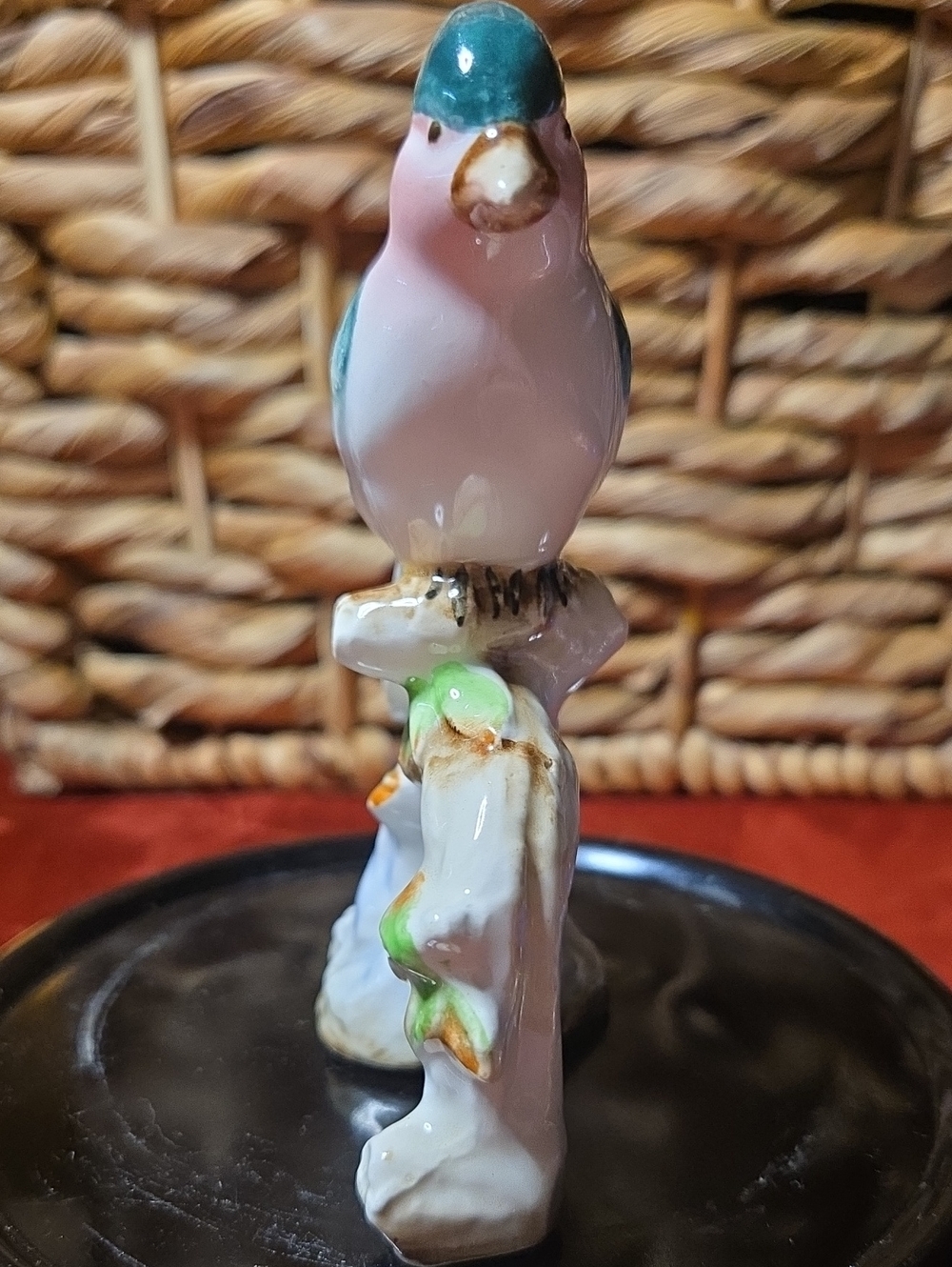 Vintage Japan Ceramic Bird Figurine in Pink and Teal - Picture 4 of 5